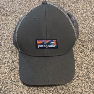 Patagonia Dark Gray Mesh-Back Trucker Hat with Colorful Wave Patch
